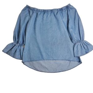 Bisou Bisou Off Shoulder Wash Denim Blouse